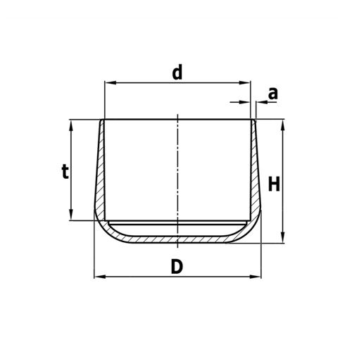 Kappen für runde Rohre PVC 34 mm schwarz