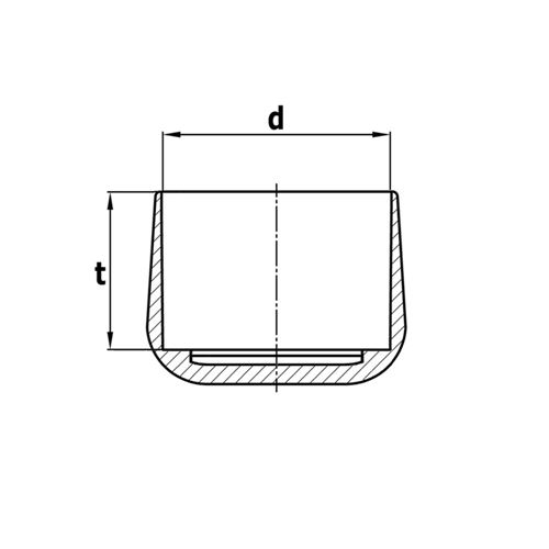 Kappen für runde Rohre - schwerer Ausführung - PVC 12x17 schwarz