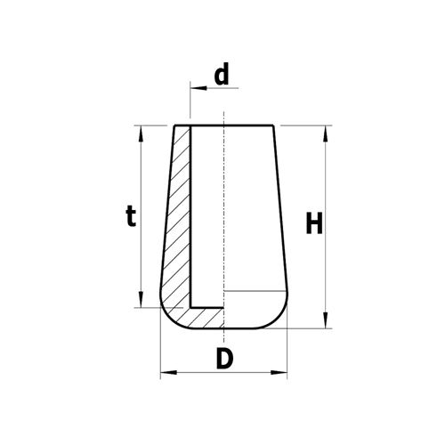 Kappen für runde Rohre PVC 5,7 mm schwarz