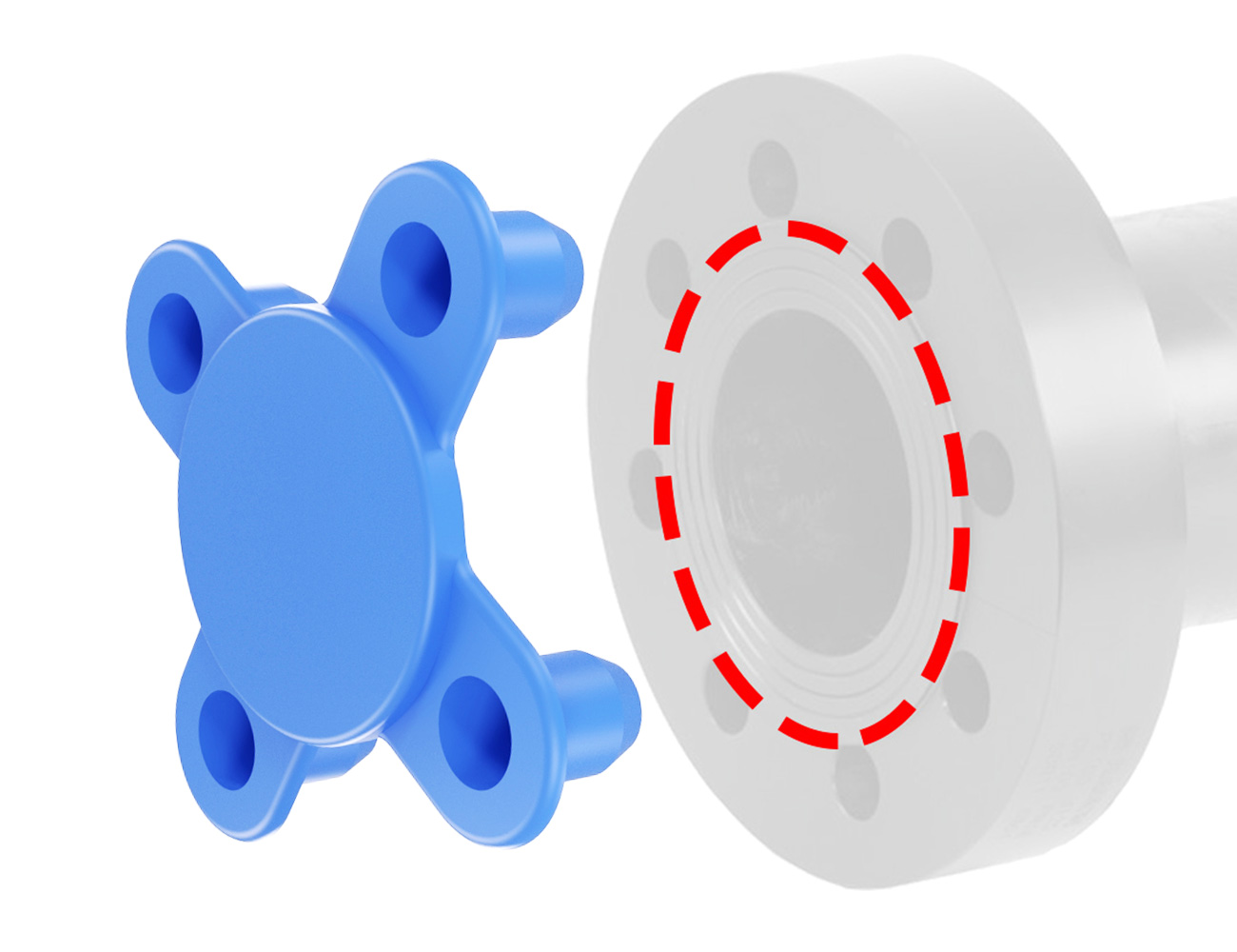 Flanschabdeckung steckbar Bolzenlöcher 1/2" 125-150 lbs