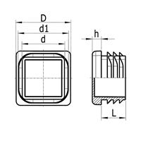 Gleiter für quadratische Rohre 18x18x1,0-2,0 schwarz