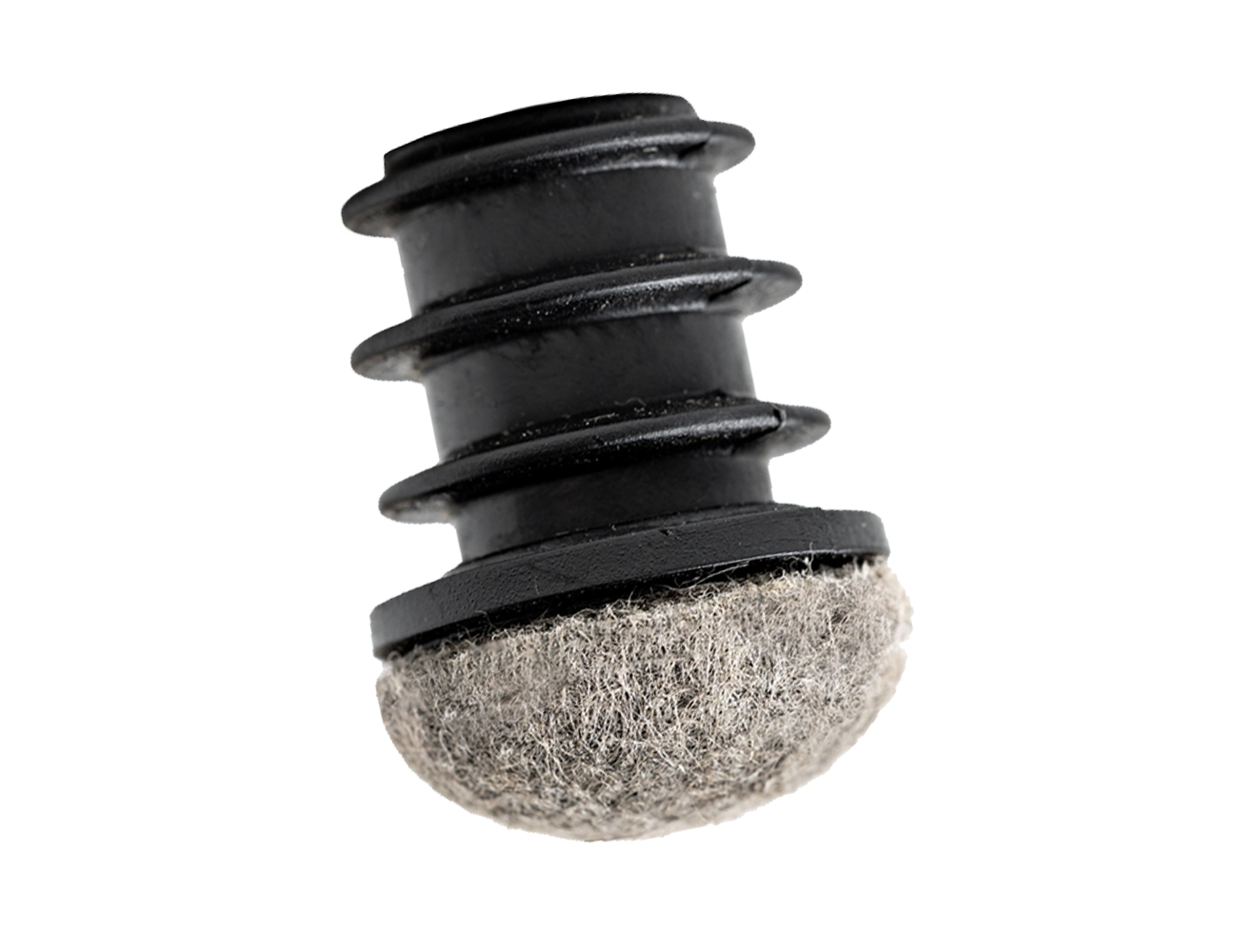 Stuhlstopfen rund mit filzbezogenem Kugelkopf PE-LD - Kunstfilz - Ø14,0mm - 1,5-2,0mm - Max 35° - Schwarz