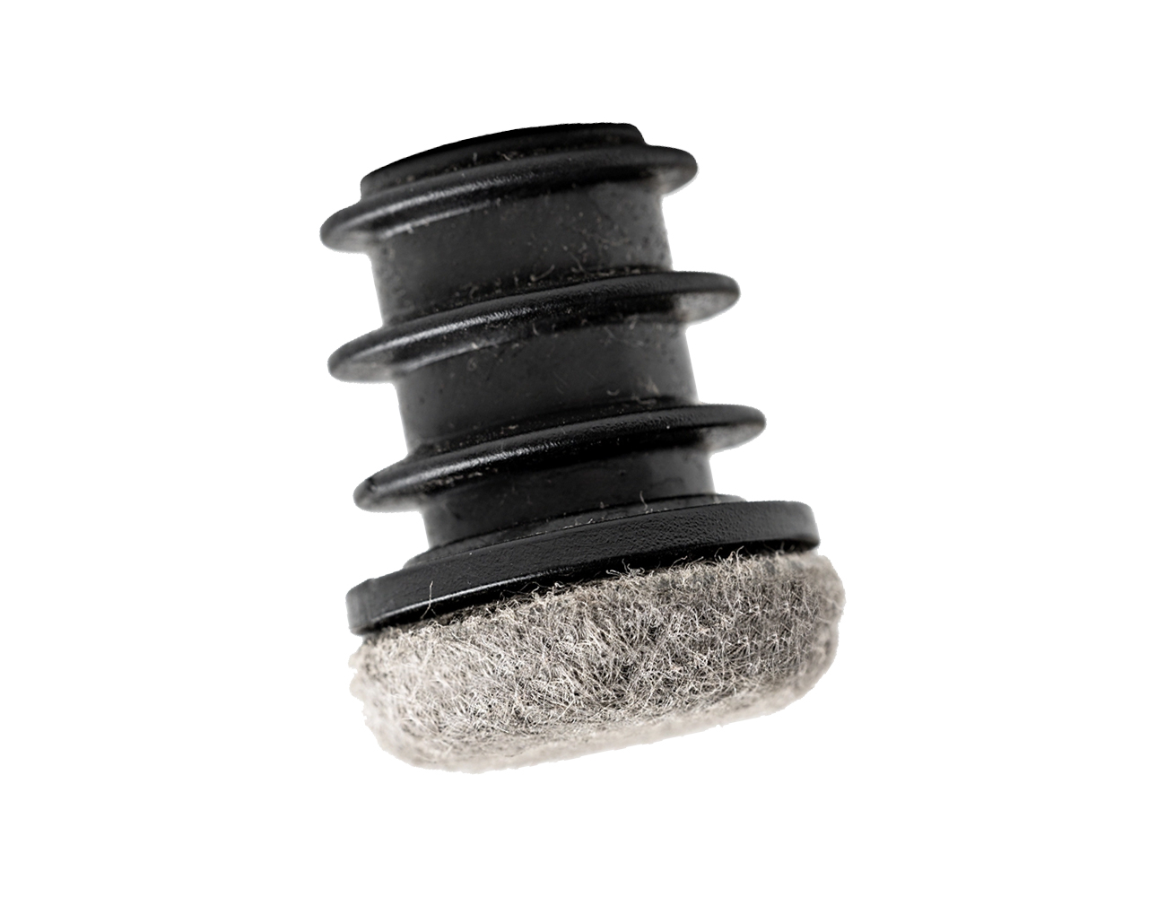Stuhlstopfen rund mit filzbezogenem Flachkopf PE-LD - Kunstfilz - Ø14,0mm - 1,5-2,0mm - Max 15° - Schwarz