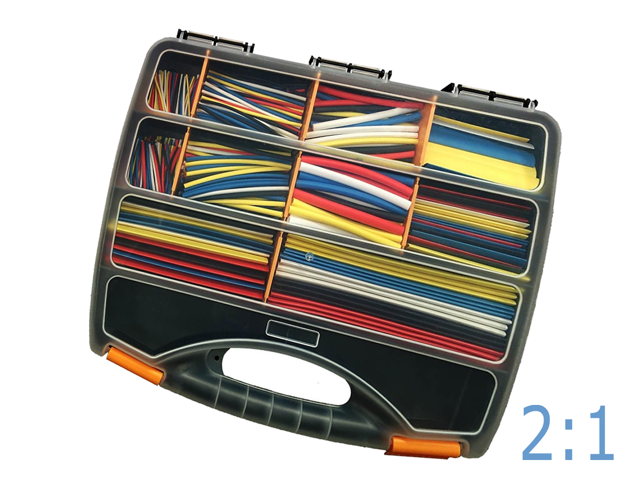 Schrumpfschlauch Set dünnwandig 2:1 - Sortiment schwarz - Sortierbox à 170 Stück