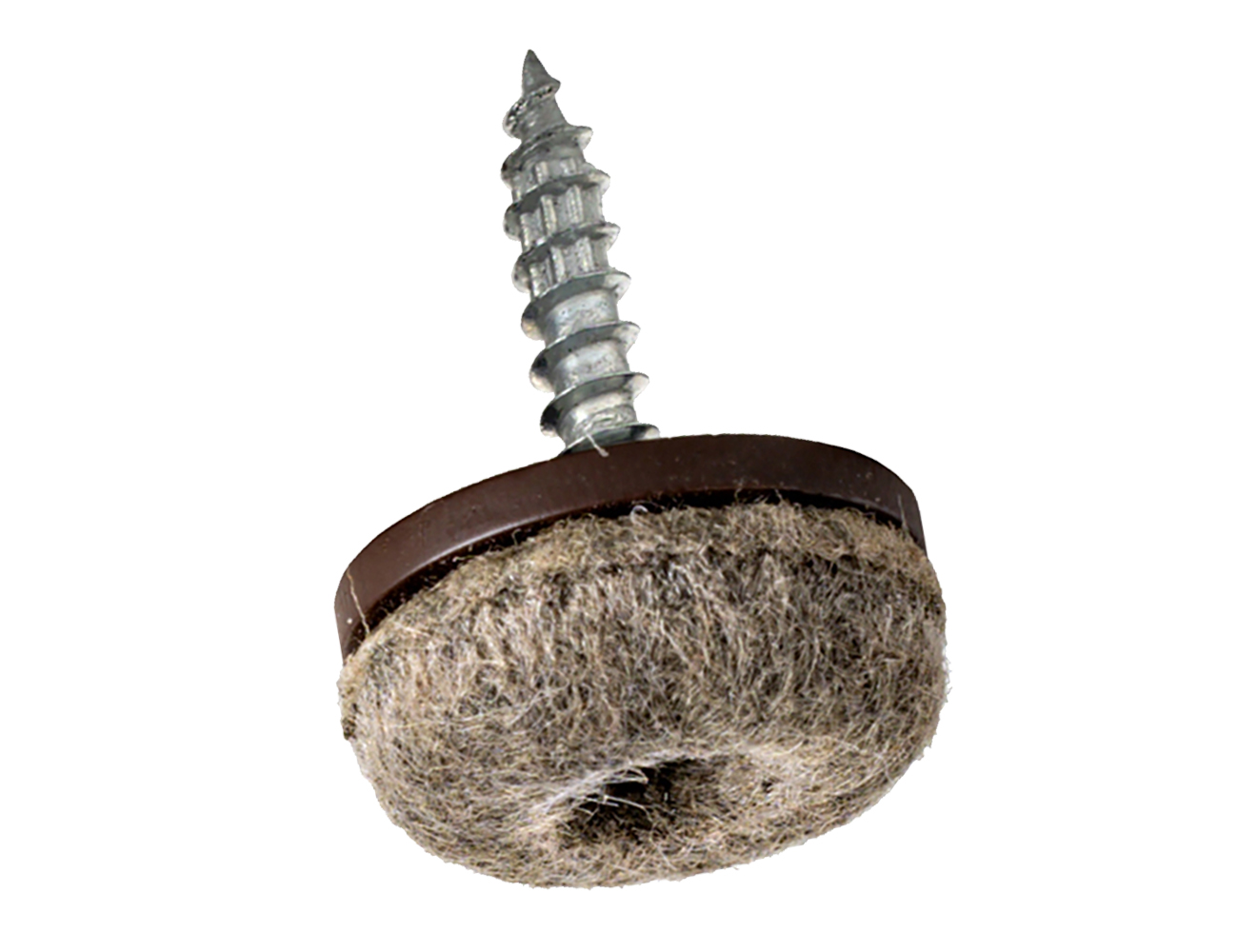 Filzgleiter mit Schraube rund mit filzbezogenem Flachkopf PE-LD - Kunstfilz - Ø17mm - Braun