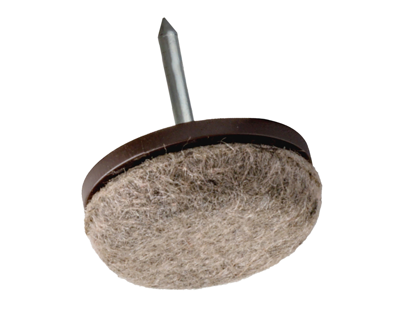 Filzgleiter mit Nagel rund mit filzbezogenem Flachkopf PE-LD - Kunstfilz - Ø17mm - Braun