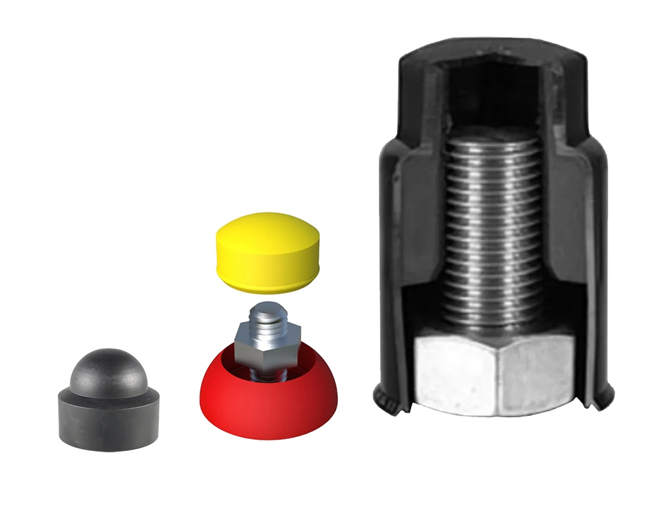 Abdeckkappen für Bolzen, Sechskantmuttern & Gewinden
