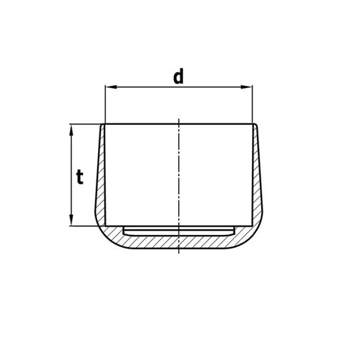 Kappen für runde Rohre - schwerer Ausführung - PVC 20x24  schwarz