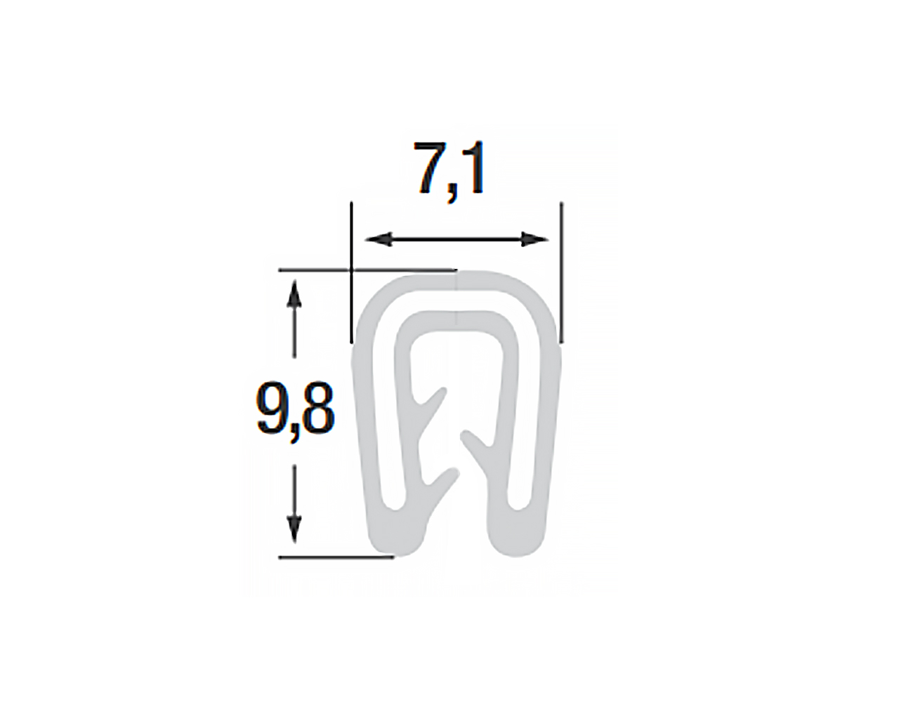 Kantenschutzprofil 9,8x7,1mm - Silikon mit Drahtklemmband - Klemmbereich 1-2mm