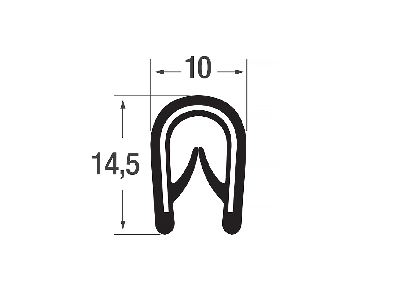 Kantenschutzprofil 14,5x10mm - PVC mit Stahlklemmband - Klemmbereich 1-4mm