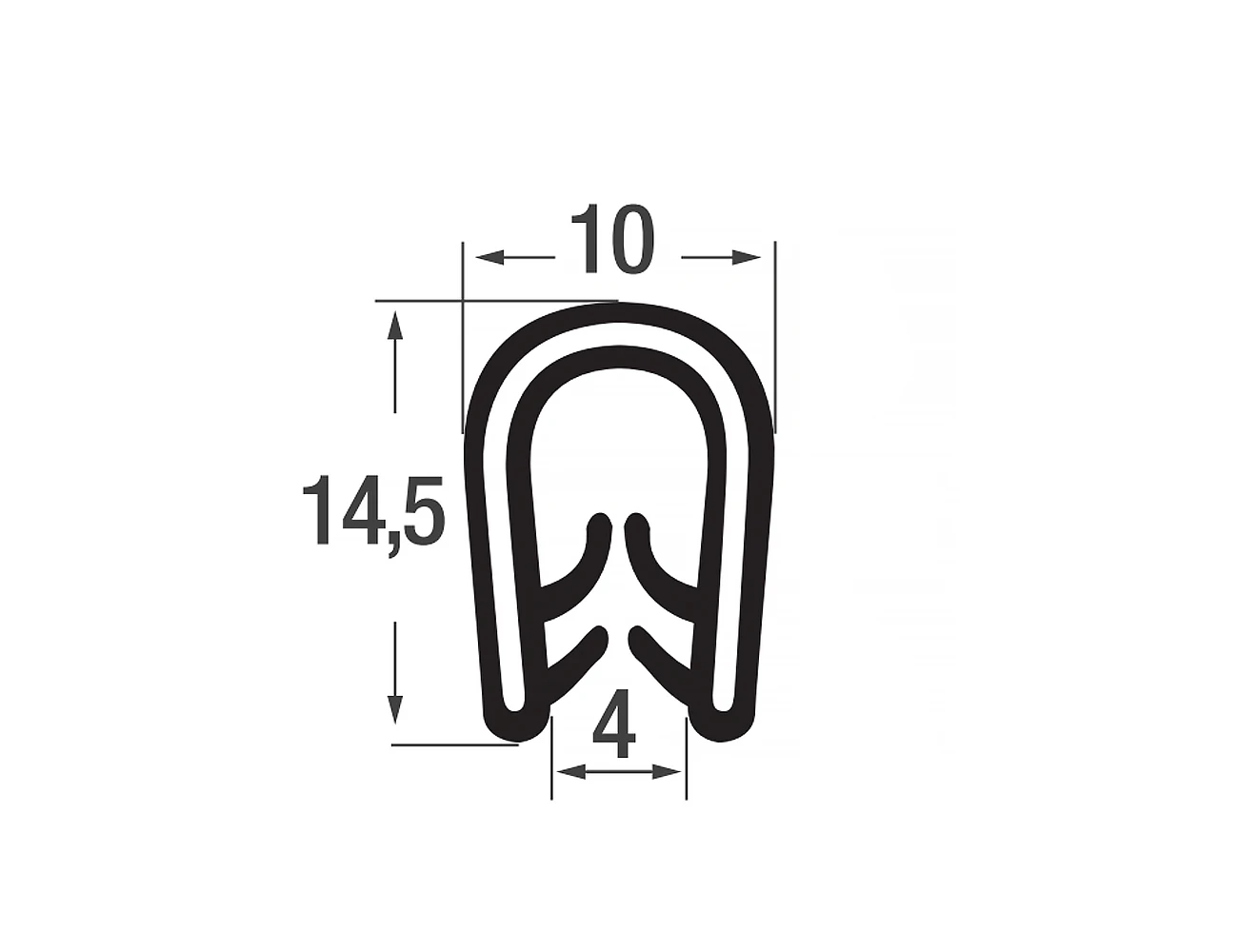 Kantenschutzprofil 14,5x10mm - PVC mit POM klemmband - Klemmbereich 1-4mm