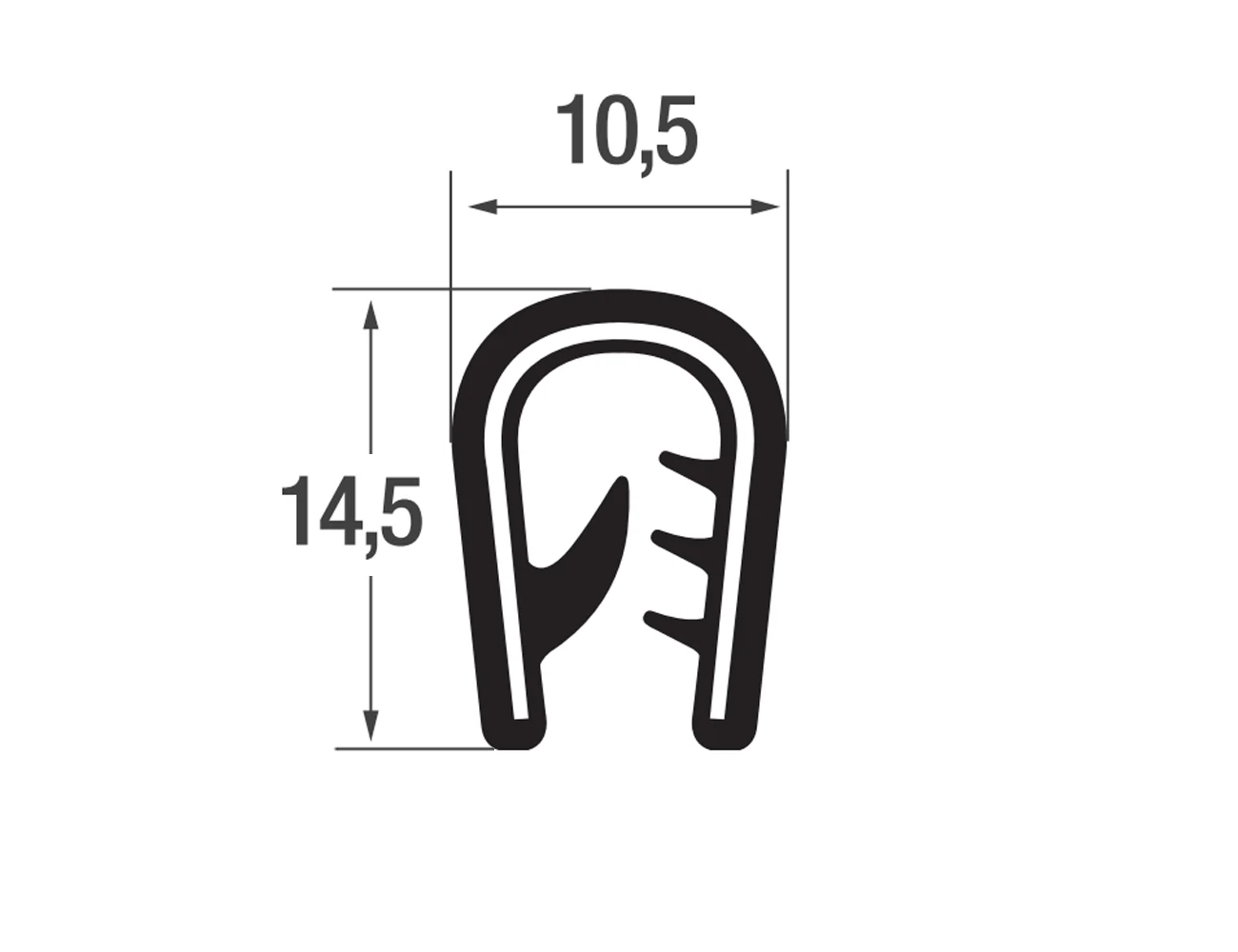 Kantenschutzprofil 14,5x10,5mm - PVC mit Stahlklemmband - Klemmbereich 2-5mm