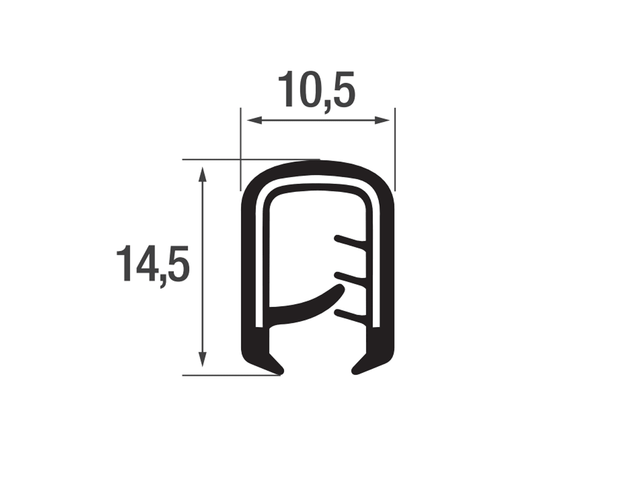 Kantenschutzprofil 14,5x10,5mm - PVC mit Stahlklemmband - Klemmbereich 2-5mm