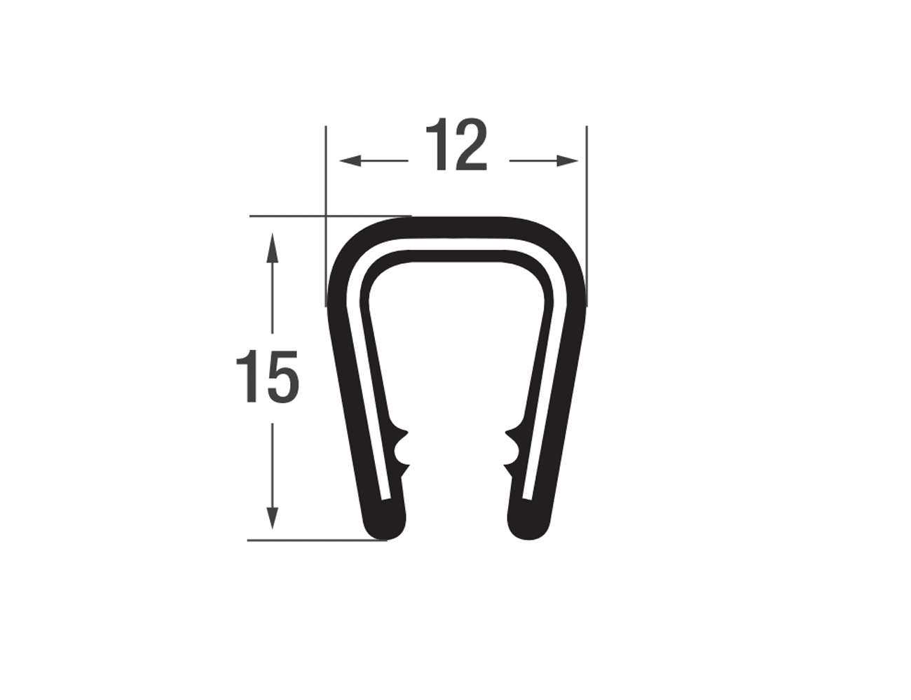 Kantenschutzprofil 15x12mm - PVC mit Stahlklemmband - Klemmbereich 6-10mm