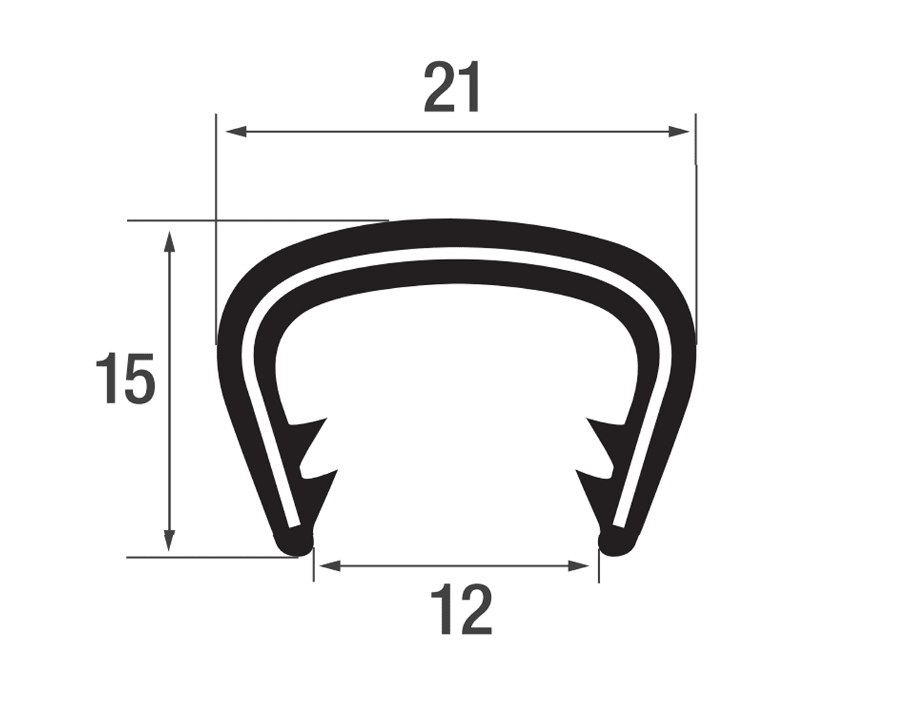 Kantenschutzprofil 15x21mm - PVC mit Stahlklemmband - Klemmbereich 13-16mm