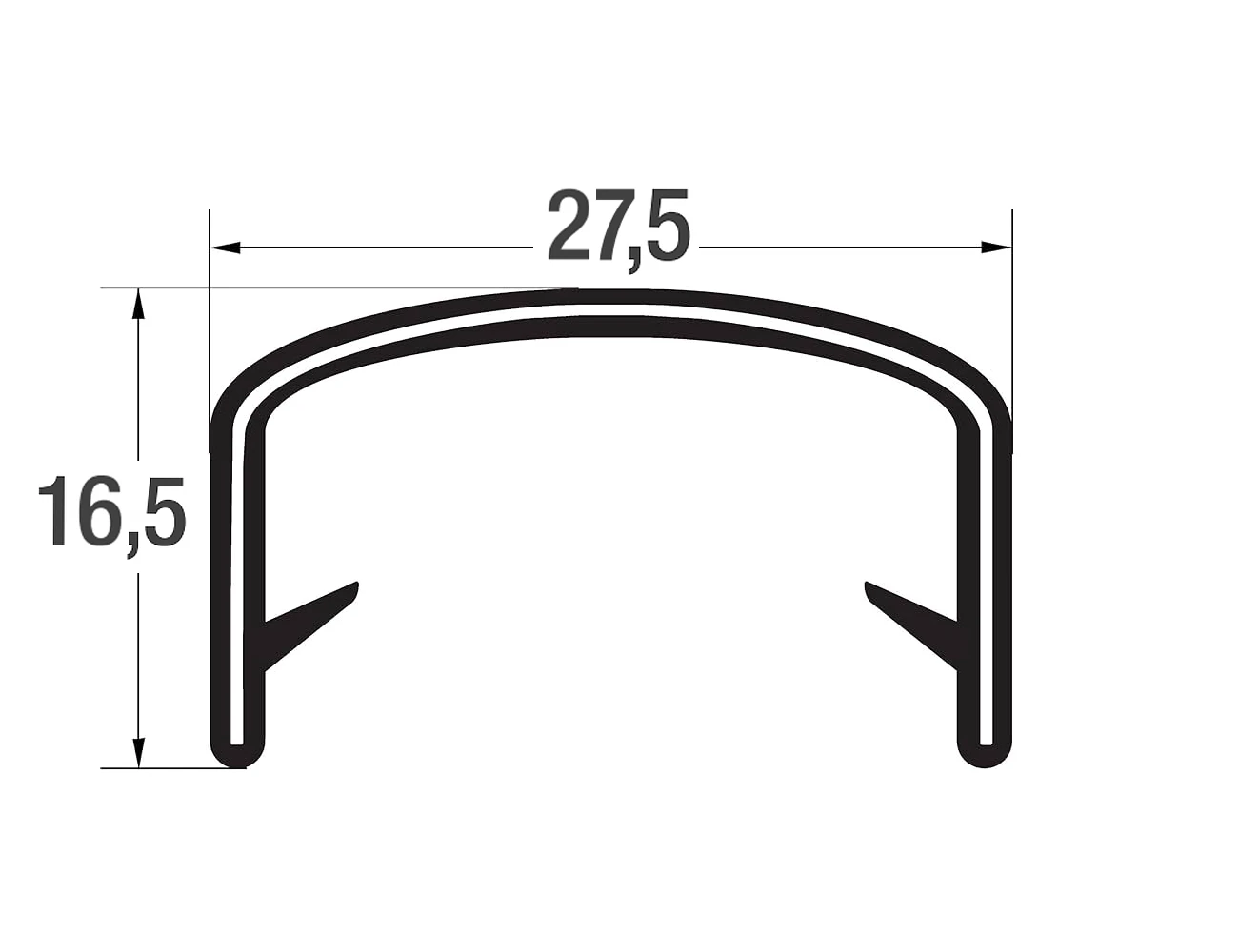 Kantenschutzprofil 17x19mm - PVC mit Stahlklemmband - Klemmbereich 17-19mm