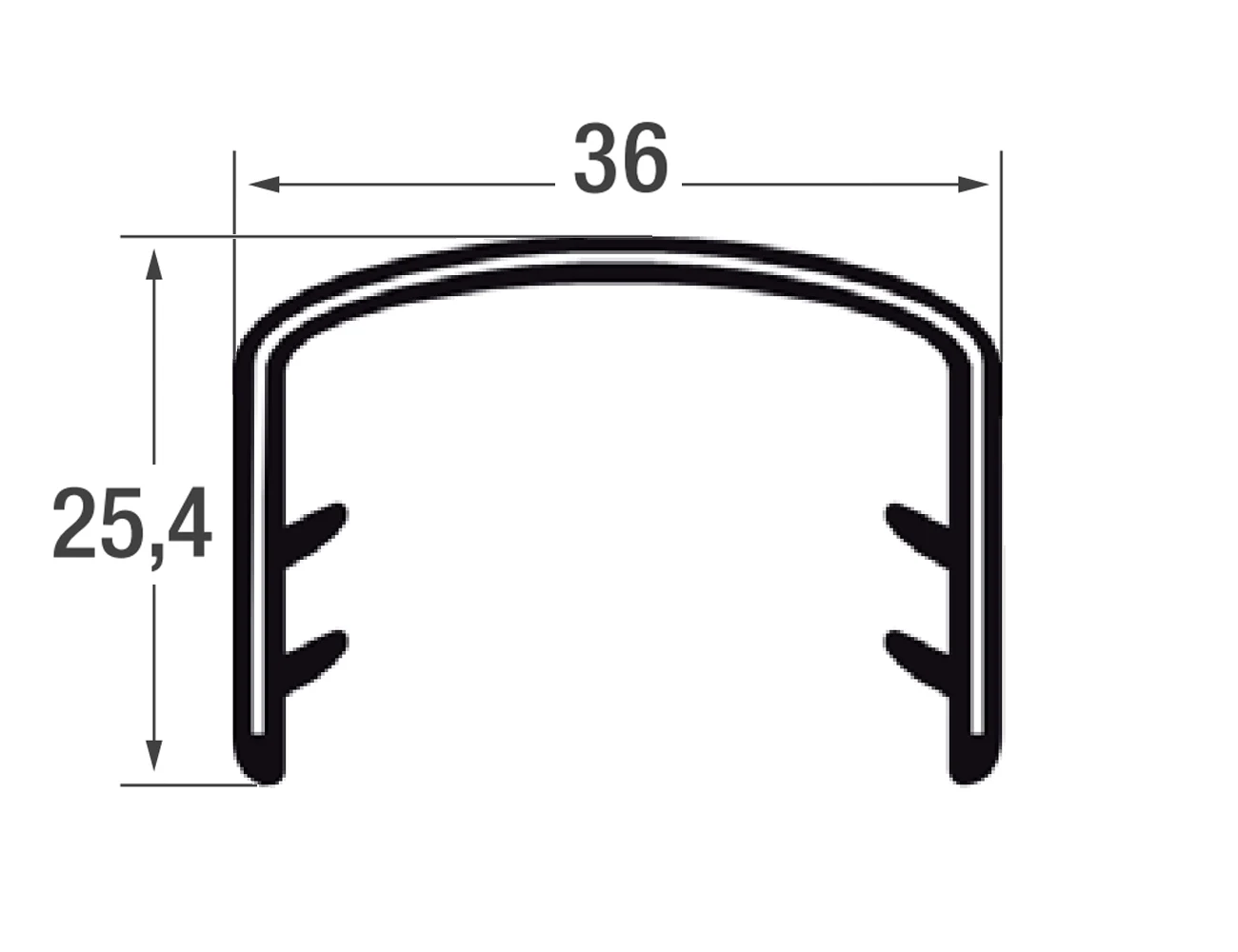Kantenschutzprofil 25,4x36mm - PVC mit Stahlklemmband - Klemmbereich 28-32mm