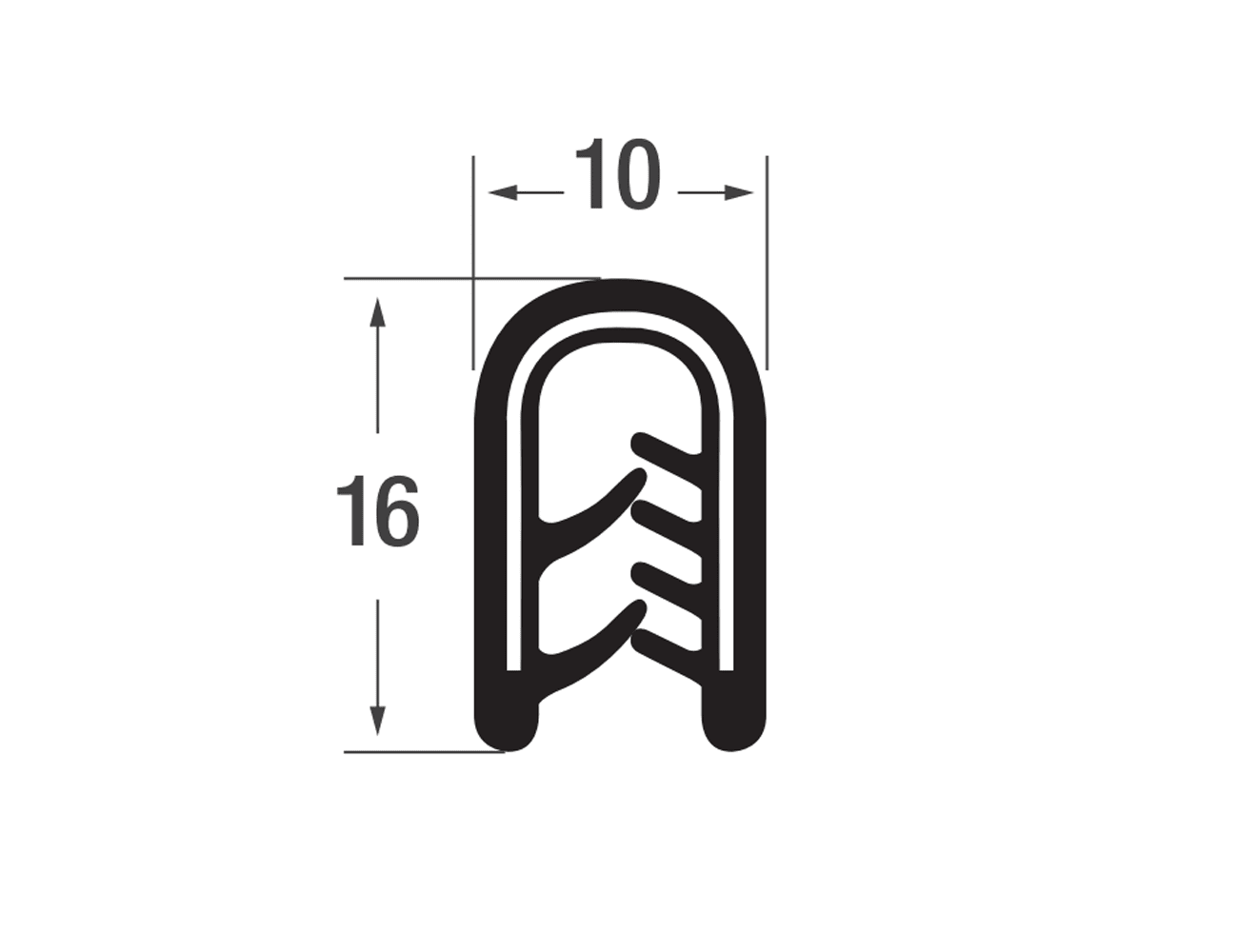 Kantenschutzprofil 16x10mm - PVC mit Stahlklemmband - Klemmbereich 1-4mm