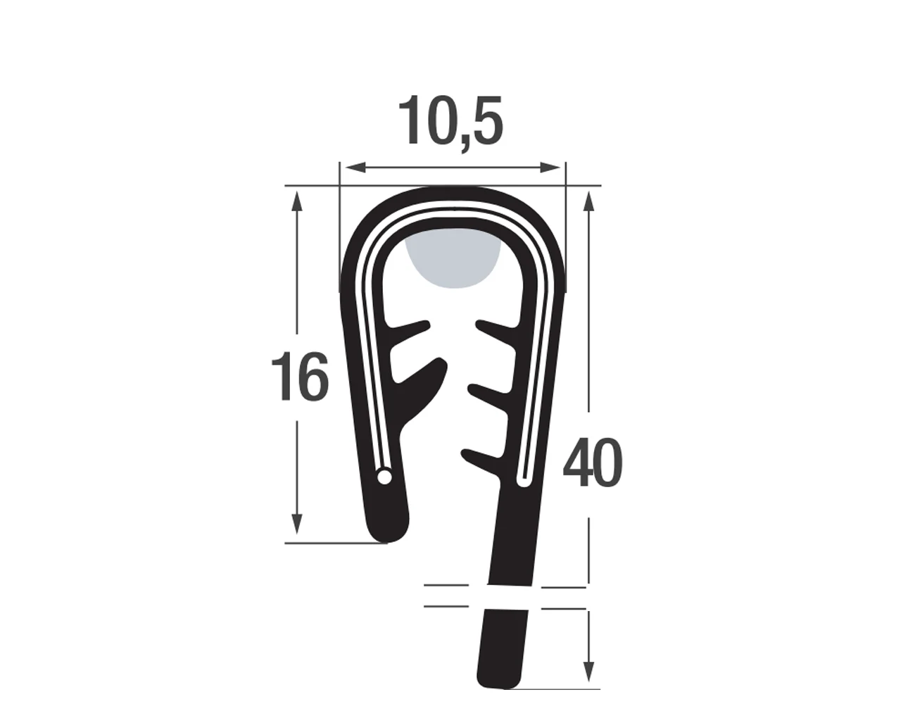 Kantenschutzprofil 16/40x10,5mm - PVC mit Stahlklemmband & Butyl Dichtmasse - Klemmbereich 3-5mm