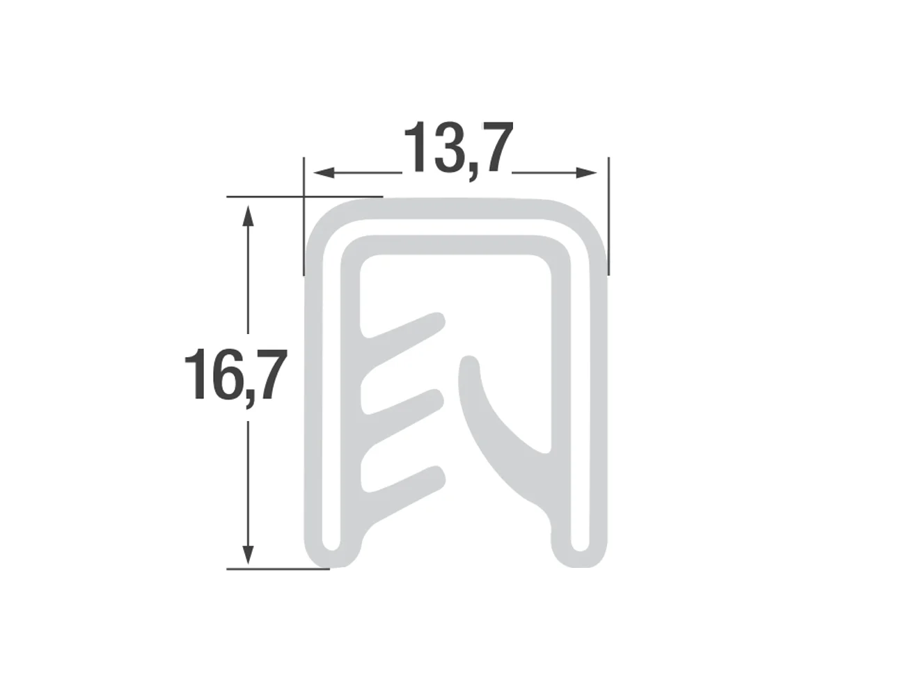 Kantenschutzprofil 16,7x13,7mm - Silikon mit Stahlklemmband - Klemmbereich 5-7mm