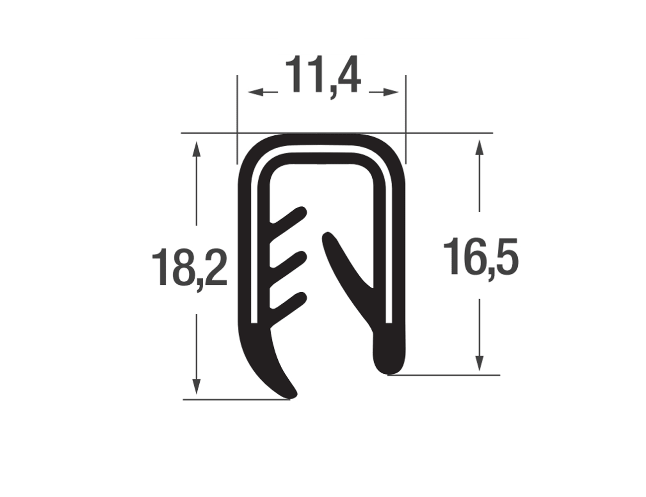 Kantenschutzprofil 16,5x11,4mm - PVC mit Stahlklemmband - Klemmbereich 4-6mm