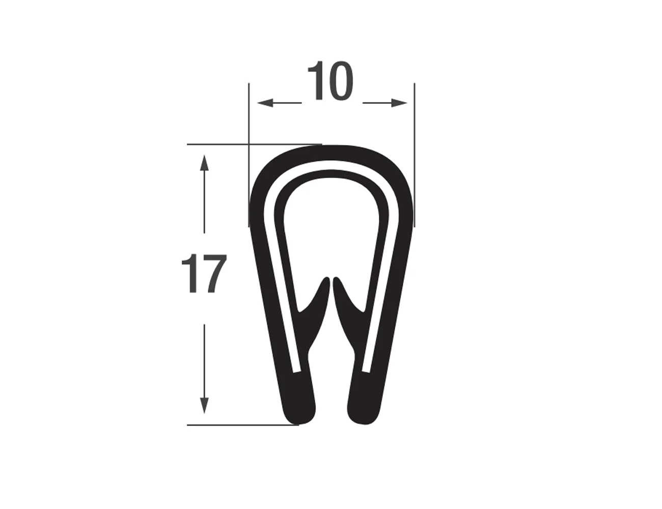 Kantenschutzprofil 17x10mm - PVC mit Stahlklemmband - Klemmbereich 2-4mm
