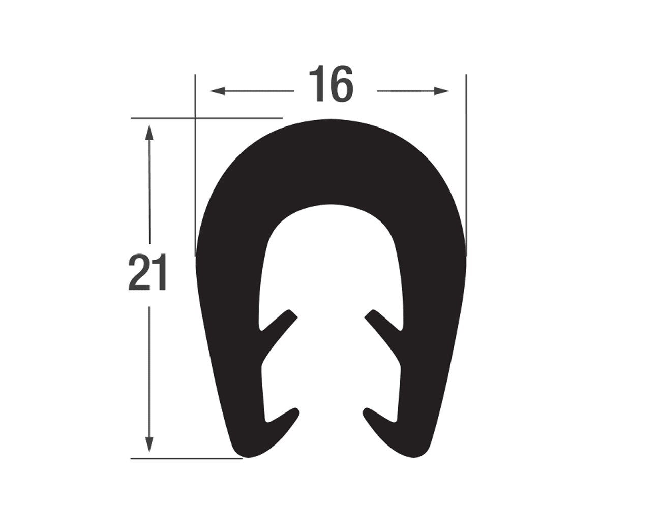 Kantenschutzprofil 21x16mm - TPE - Klemmbereich 5-8mm