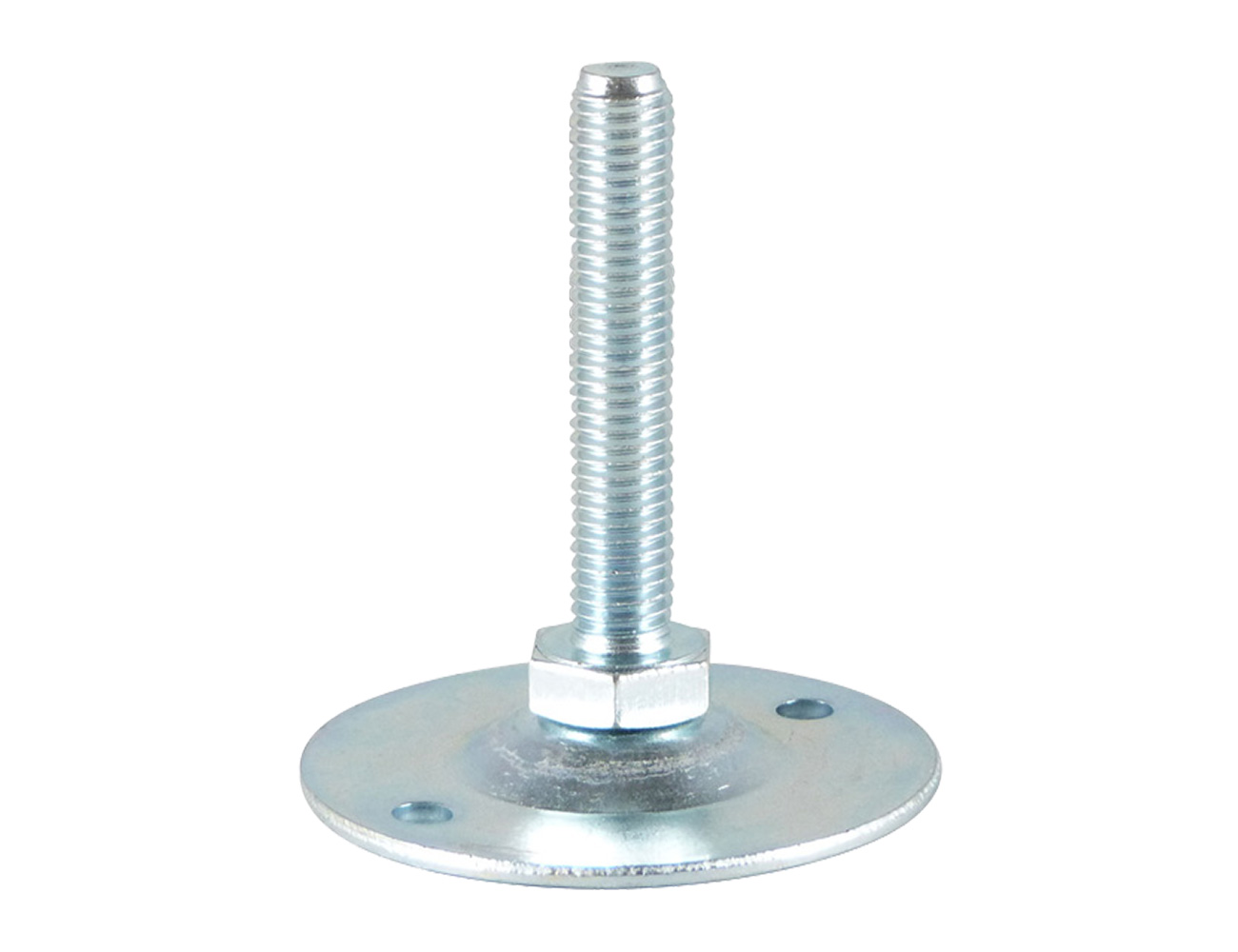 Höhenversteller mit drehbarem verzinktem Blechteller - mit Befestigungsbohrungen