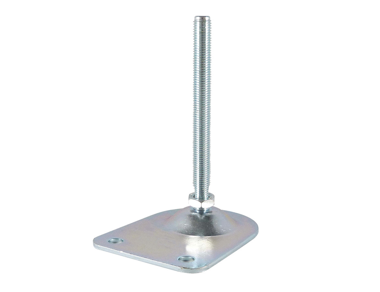 Höhenversteller mit halbrundem verzinktem Blechteller - mit Befestigungsbohrungen