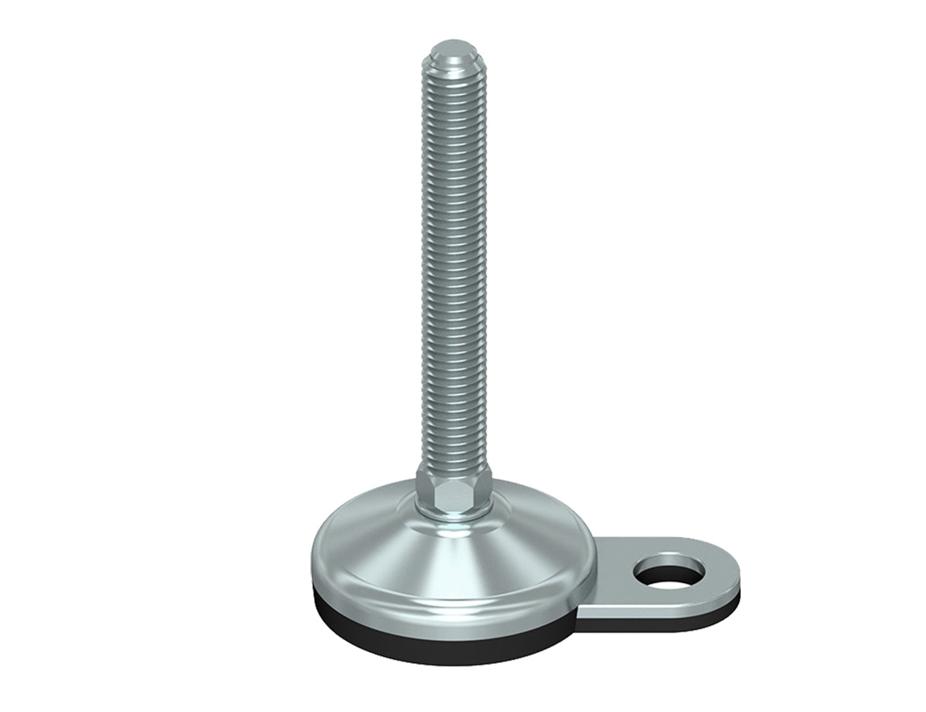 Stellfuß Stahl - einvulkanisiertem NBR Anti-Rutschbelag - Befestigungslasche