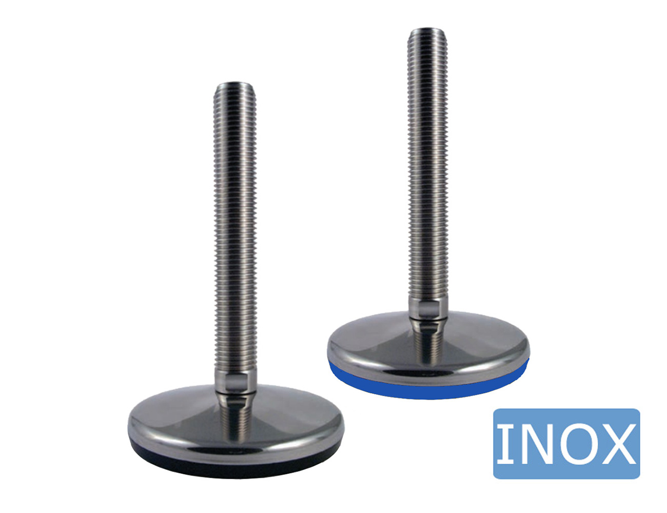 Stellfüße Edelstahl - Hygiene - einvulkanisiertem Anti-Rutschbelag