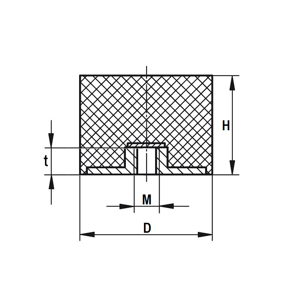 Verpas - Schwingungsdämpfer mit einem Innengewinde type E D20 H15 M6 S5