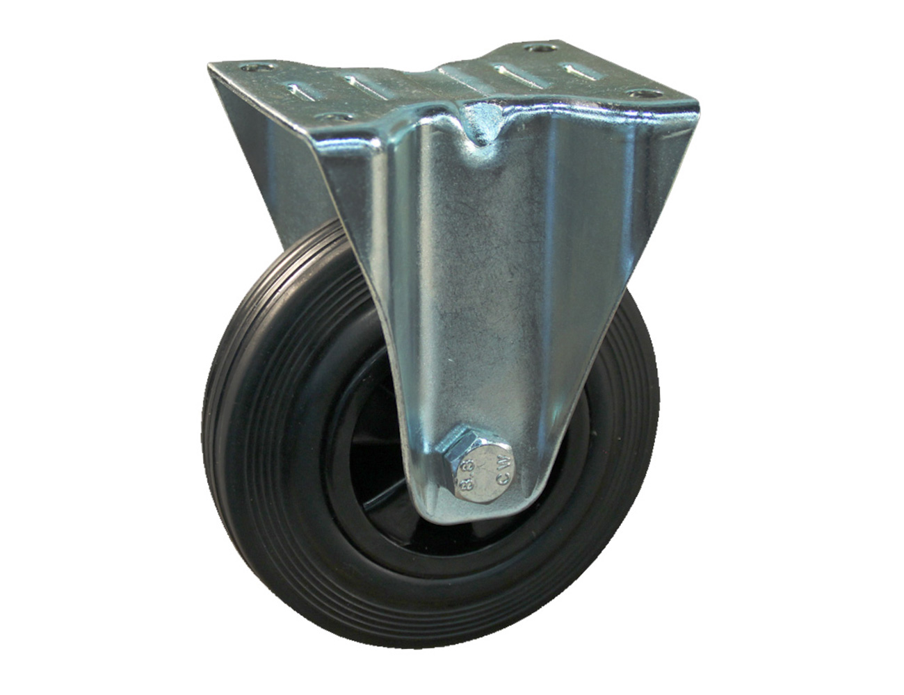 Bockrolle – Platte – Vollgummi-Reifen auf Kunststoff-Felge