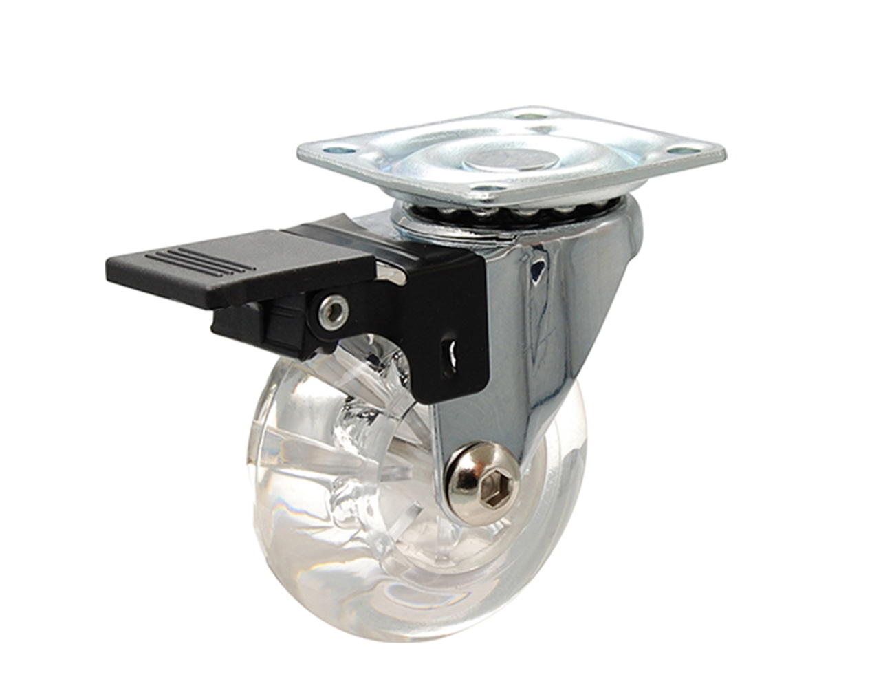 Lenkrolle inline Skaterrad mit Feststeller – Platte – transparent