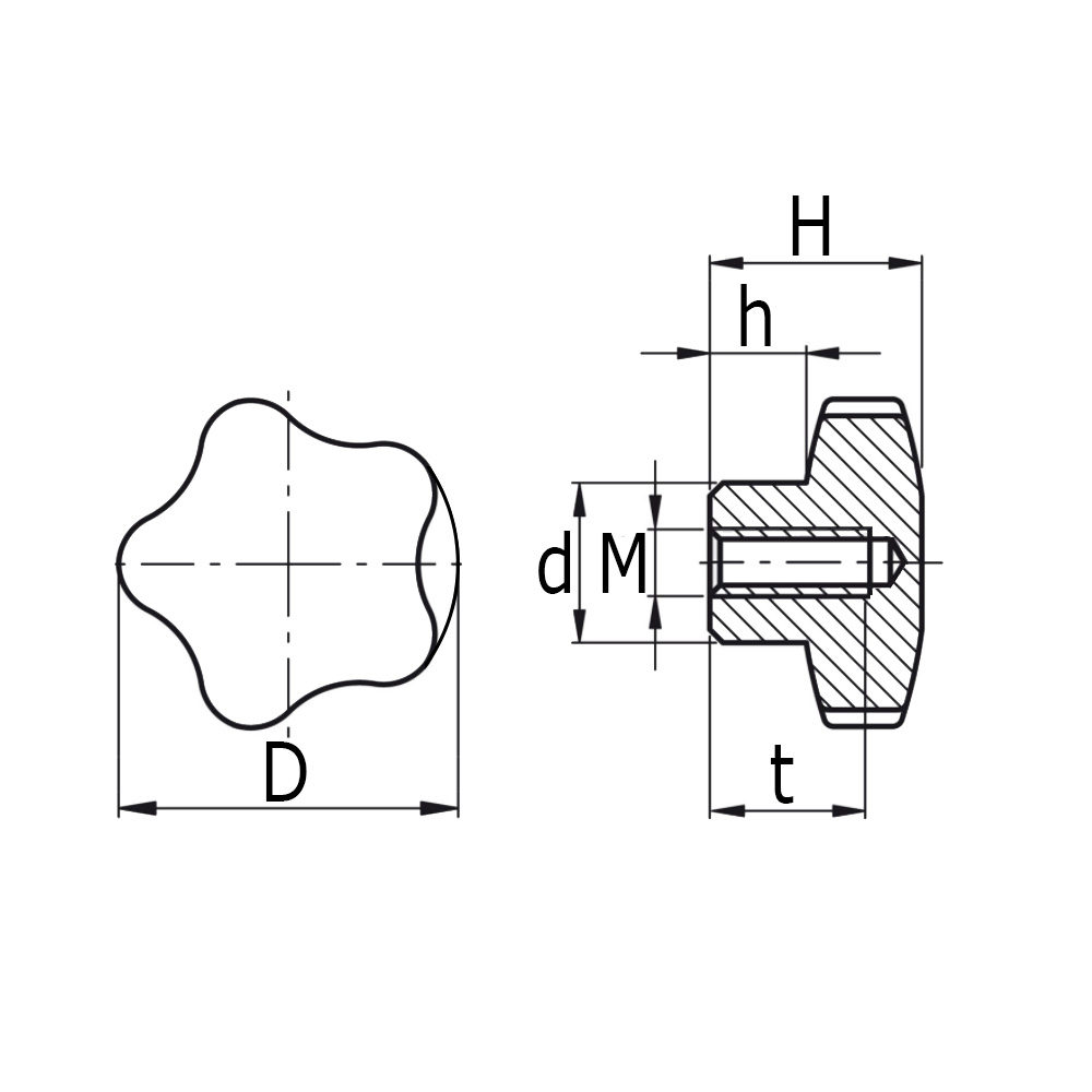 Verpas - Sterngriffe aluminium 50 mm M8
