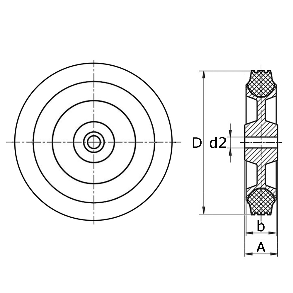 Komplett-Satz Räder aus Kunststoff Ø80cm ohne Bremse Lochbefestigung