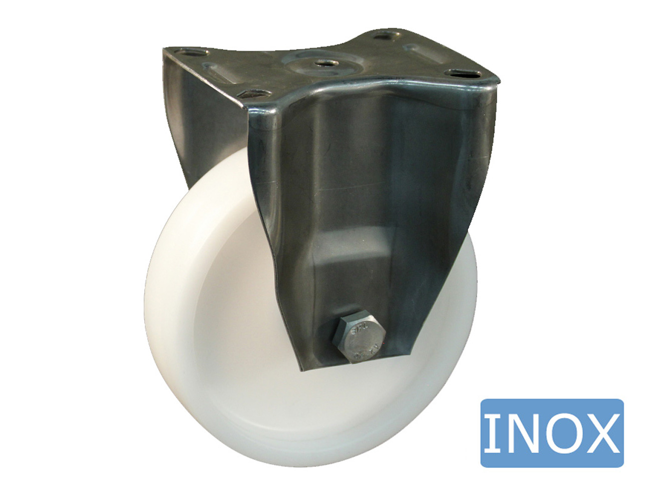 Edelstahl Bockrolle – Platte – Polyamid-Rad